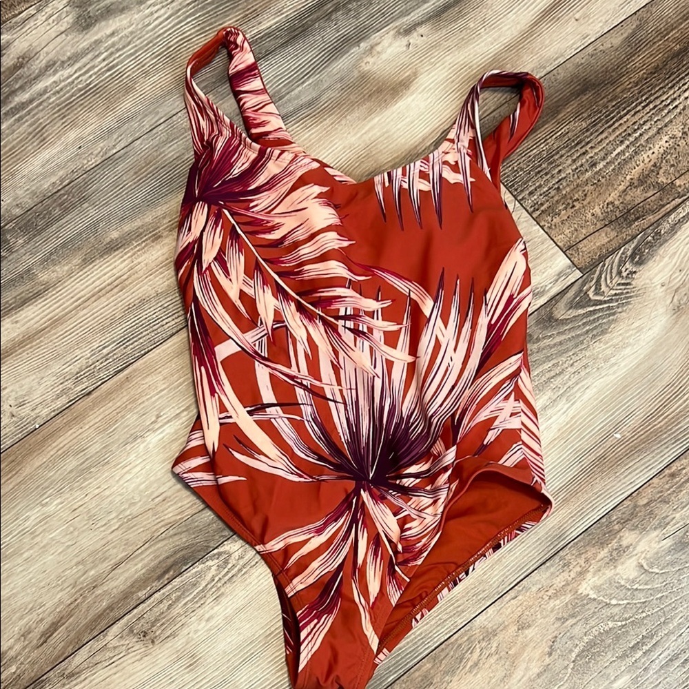 Kona Sol Red and Pink One Piece Swimsuit